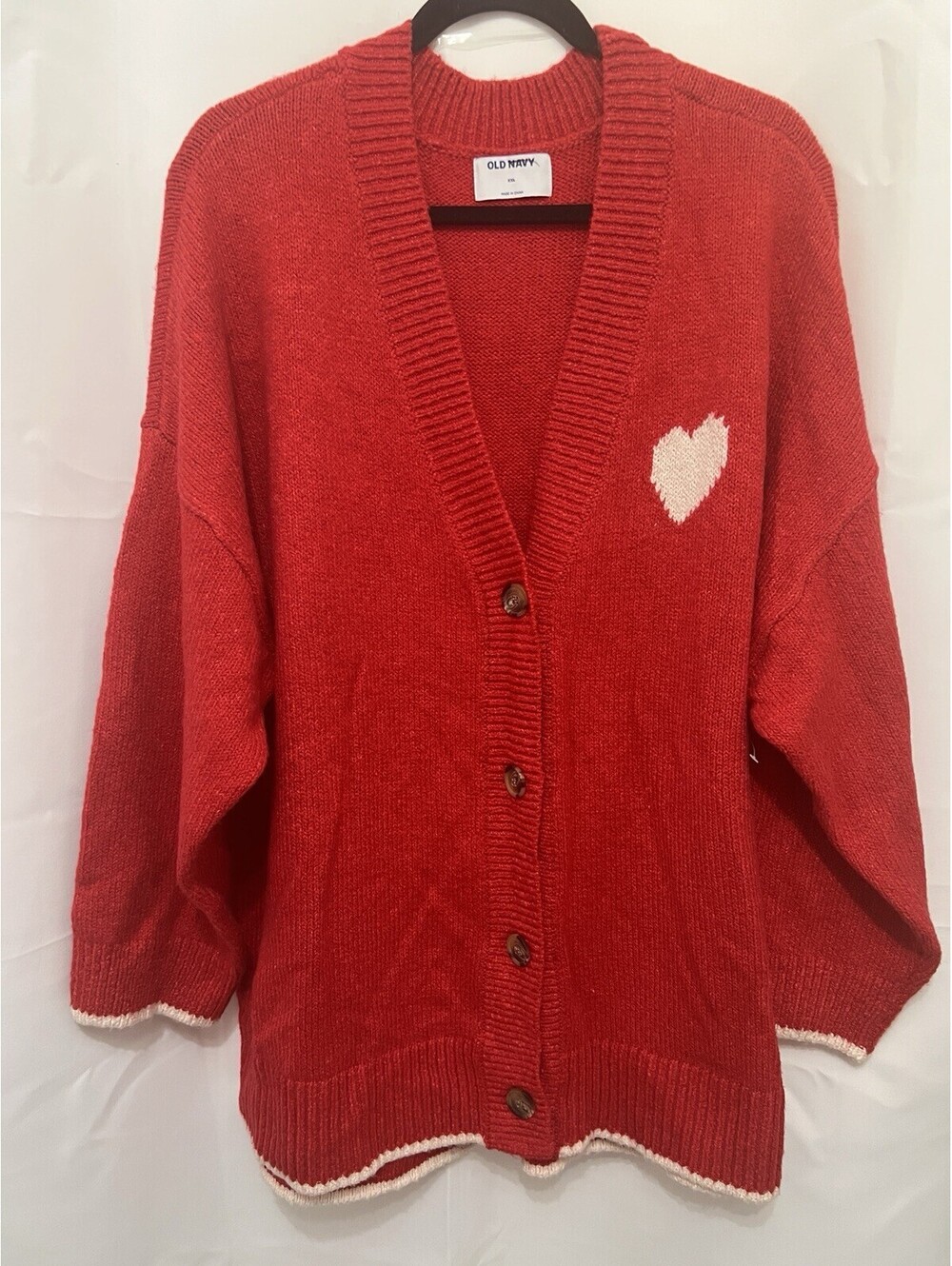 Old Navy Women's XXL Red Heart Oversized Cardigan Sweater - NWT